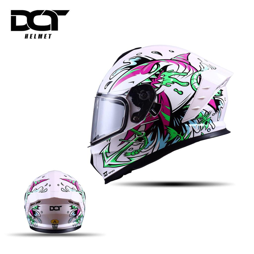 In-Stock Full-Face Double Lens Motorcycle Helmet - Retro Design for Men & Women, Ideal for Street Bikes & Scooters