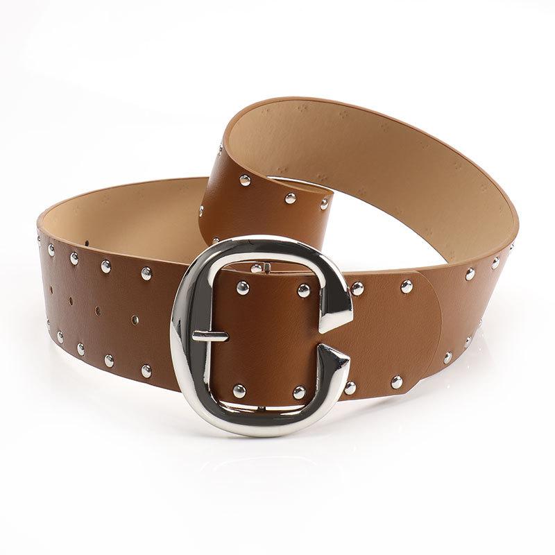 C-button punk style women's belt, American Spice Girl rivets with skirt pants waist seal heavy industry belt women
