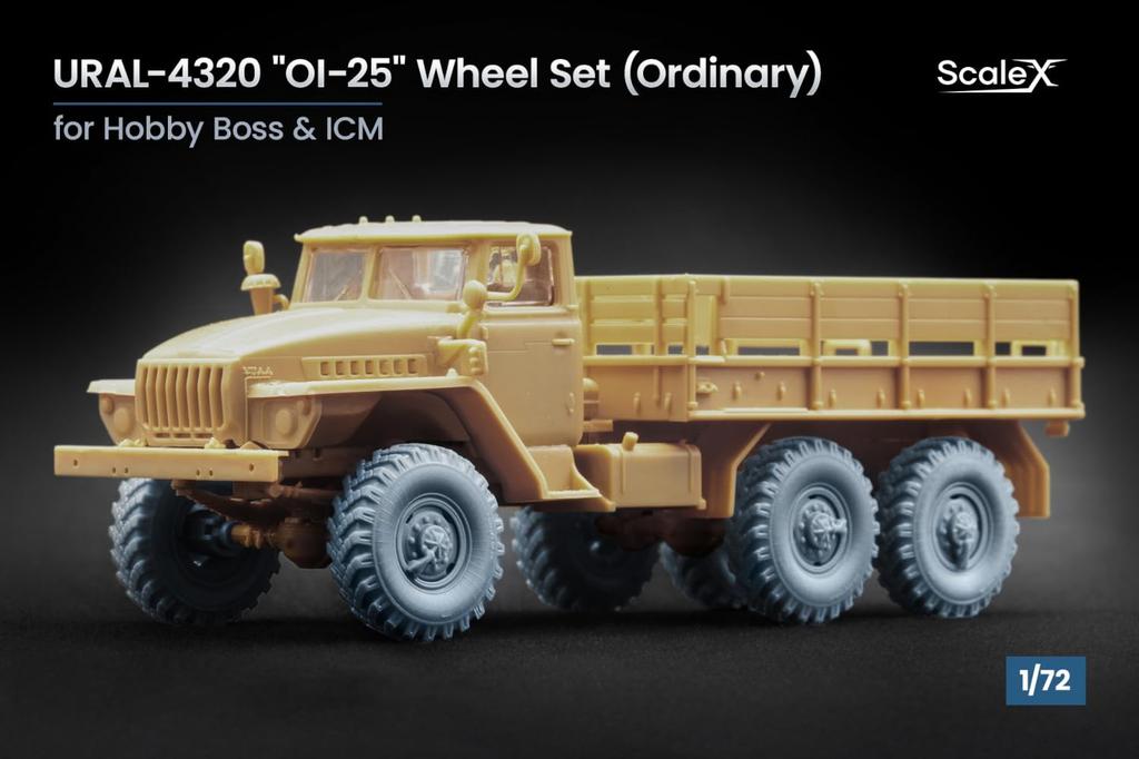 Truck Wheel Set Plastic Model Parts SCXWM72016 Scale-X 1/72 Ural-4320 OI-25 (7 pieces) (for HobbyBoss, ICM) (Military)
