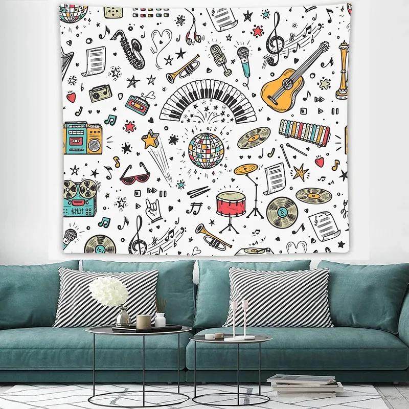 Living Room Bedroom Tapestry Creative Musical Note Pattern Fashion Home Decoration Tapestry