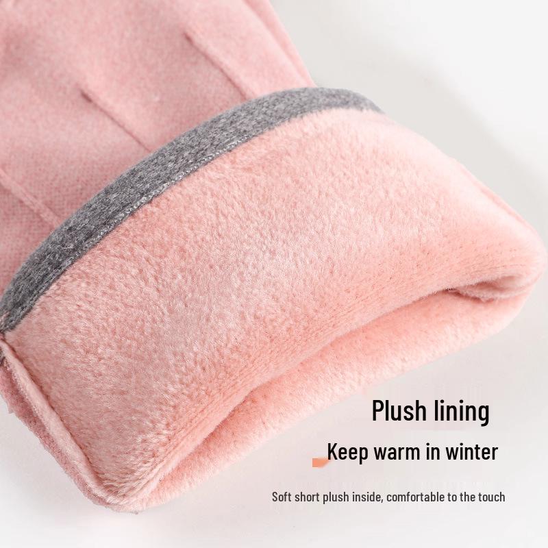 Women's Plus Velvet Thermal Gloves - Warm, Touchscreen-Compatible for Winter Driving & Cycling