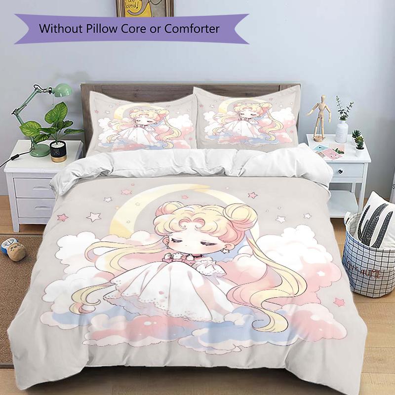 

3pcs Sailor Moon Anime Bedding Set, Including Without Filling, Soft and Comfortable Home Bedroom L088 135x200cm