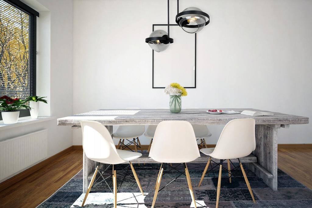 MODERN GLASS HANGING LAMP GRAPHITE RING