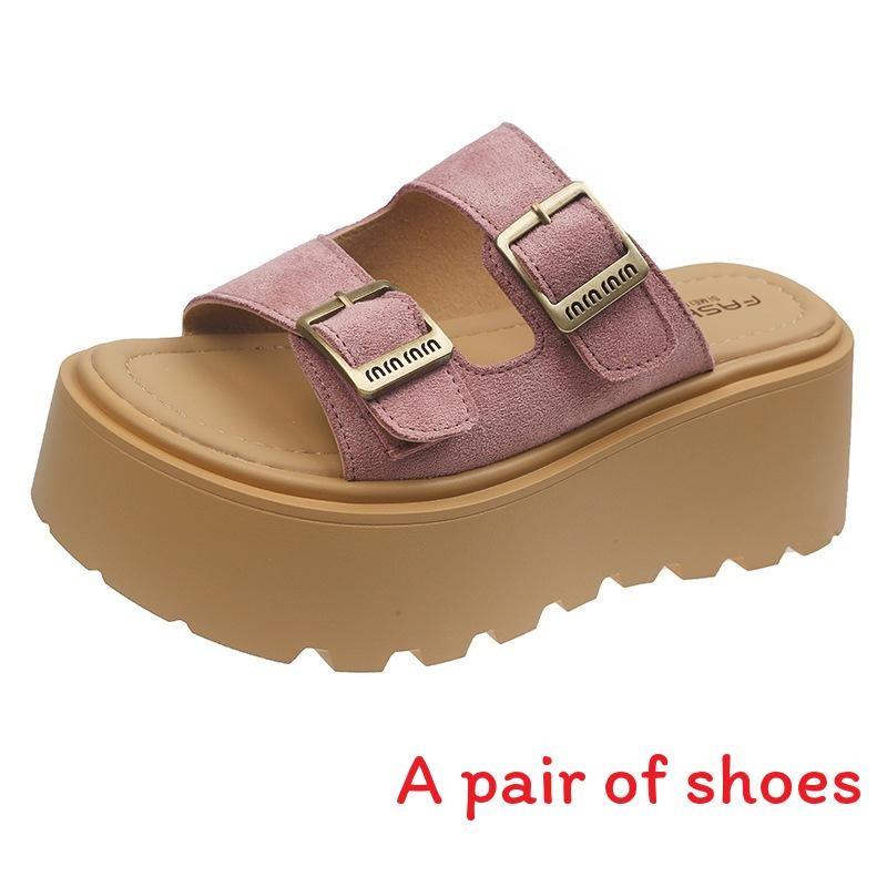 Thick Metal Buckle Soled Summer Women Slippers For Wear Daily