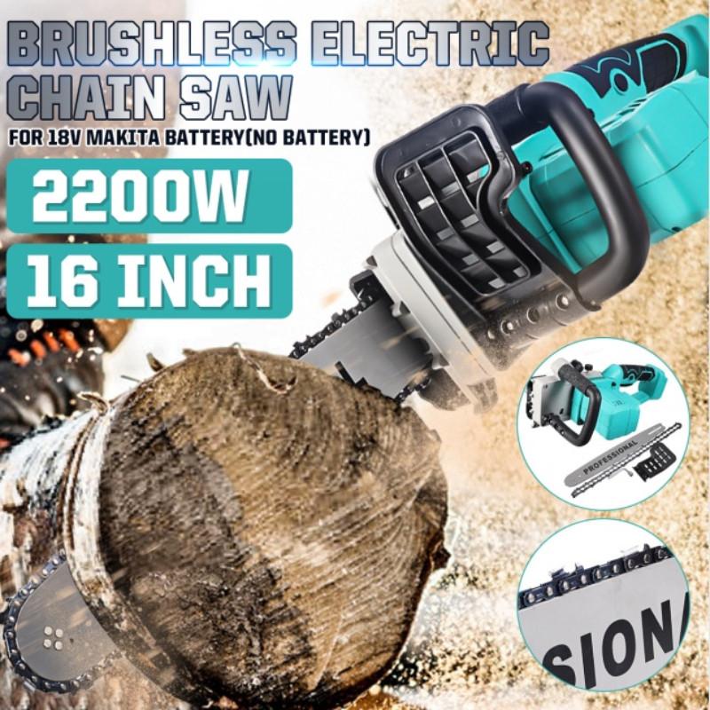 New 4.8m/s 16Inches Brushless Motor Power Tools Electric Chainsaw Garden Woodworking Power Tools For 18V Battery Cordless Chain Saw