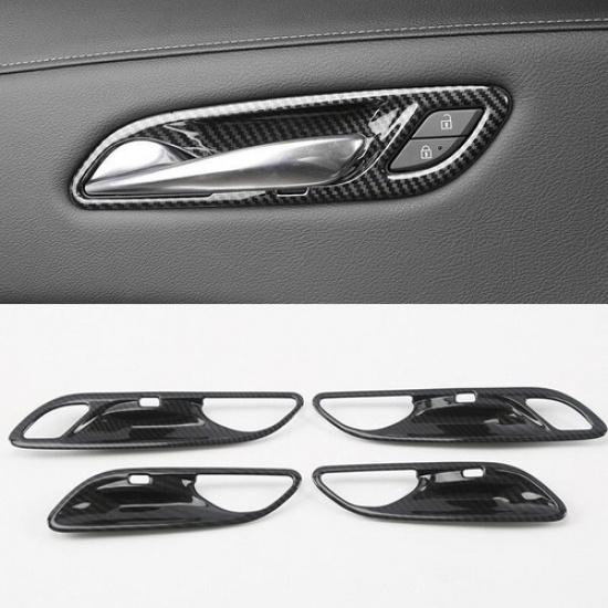 Carbon Fiber 4PCS Inner Door Handle Bowl Cover Trim For Cadillac XT4 2018-2022