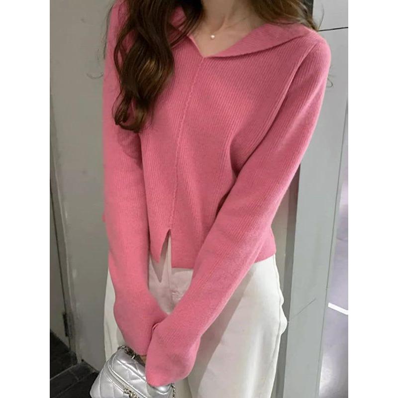 Autumn and winter new temperament gentle and thin knitted bottoming shirt women's solid color versatile pullover sweater inner top