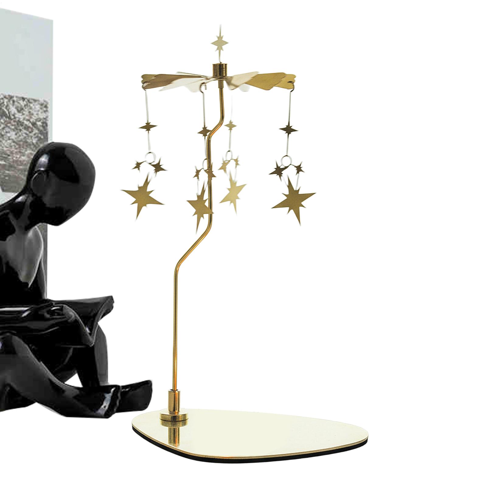 

Golden Star Rotating Candle Holder Stainless Steel Candle Spinner Wind Chime Candle Holder For Photography Props Party Decor CN