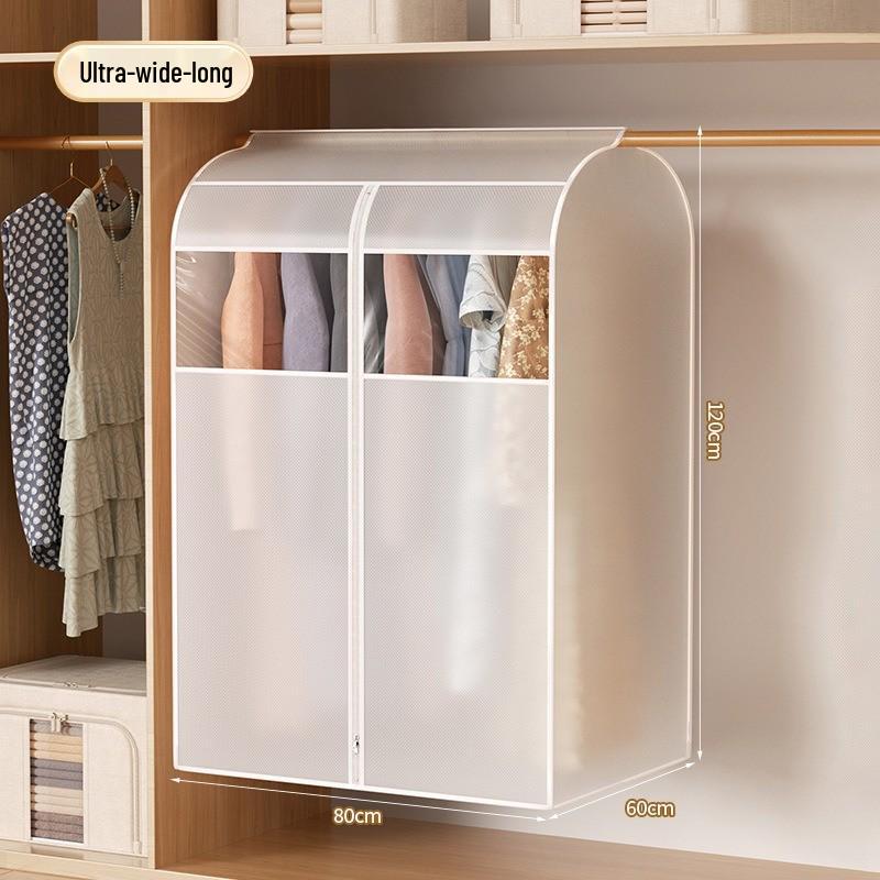 Transparent Dustproof & Moisture-Proof Garment Cover: Washable, Thickened, Widened Hanging Wardrobe Suit Protector