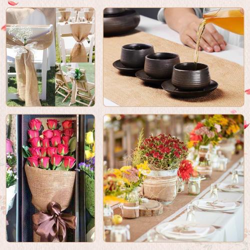 Natürliche Jute Sackleinen Tischdeko, Sackleinenrolle, Band für Stühle, Tische, Geschenke und mehr, Perfekt für Hochzeiten, Empfänge, Partys, Jubiläen, an