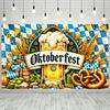 Oktoberfest Theme Banner 1 Piece - Traditional German Celebration Background, Beer and Pretzel Design