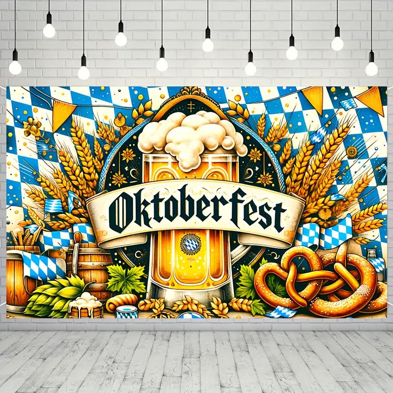 Oktoberfest Theme Banner 1 Piece - Traditional German Celebration Background, Beer and Pretzel Design