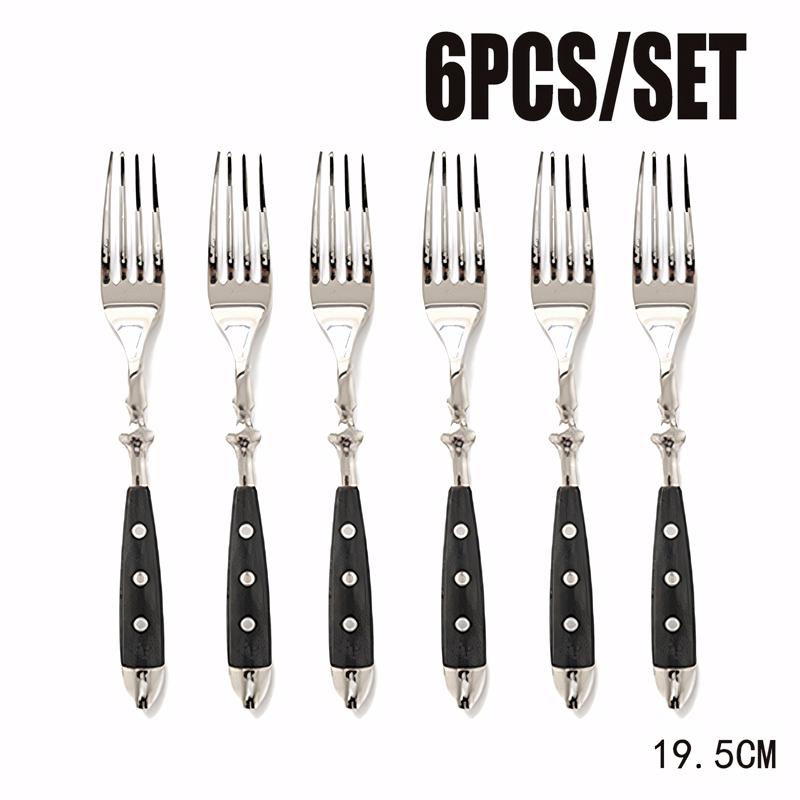 Black Western Stainless Steel Cutlery Sets Restaurant Knife Fork and Spoon Set Table Full Dining Service Steak Knife Teaspoon