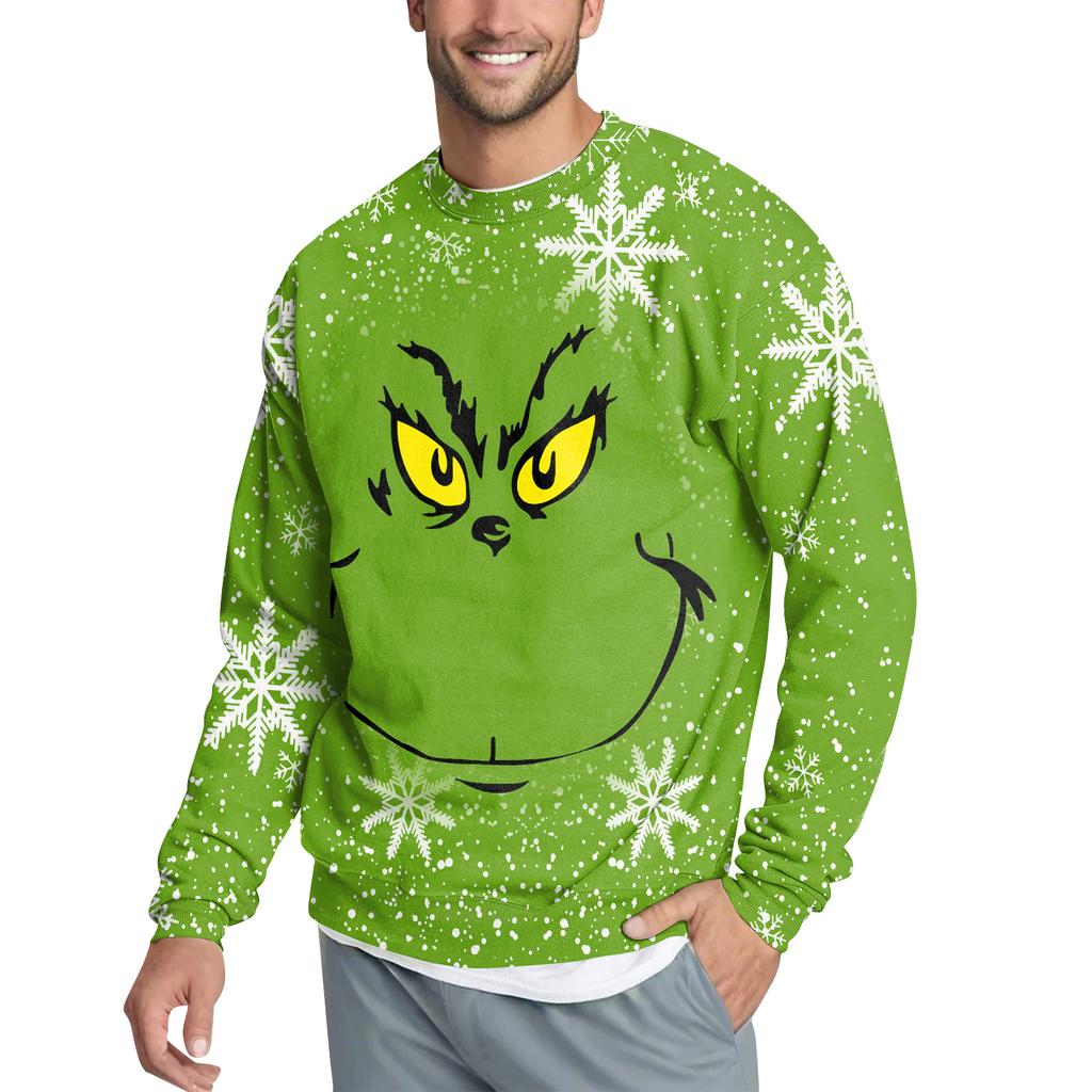 Men's Casual Fashion Printed Round Neck Pullover Sweatshirt