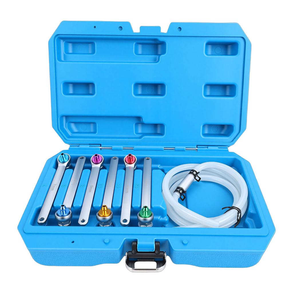 7pcs Brake Bleeder Wrench Set 7 8 9 10 11 12mm Brake Bleeding Wrench Kit with Check Valve Hose for Vehicles