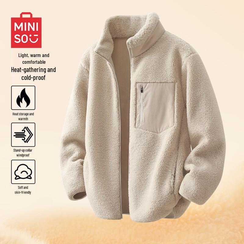 

MINISO Men s Color-Block Stand-Collar Fleece Jacket 3XL