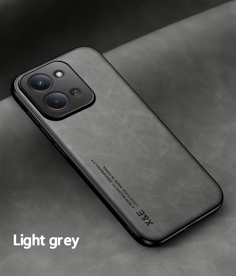 

Чехол Funda для Xiaomi Redmi 15C, ультратонкий, кожаный, с магнитом для автомобиля, полная защита, чехол-колпачок for Redmi 15C 173mm светло-серый
