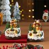 Weihnachtshütte Resin Spieluhr mit drehender Eisenbahn, beleuchtet mit LED, musikalische Weihnachtsfiguren, Weihnachtsdekoration