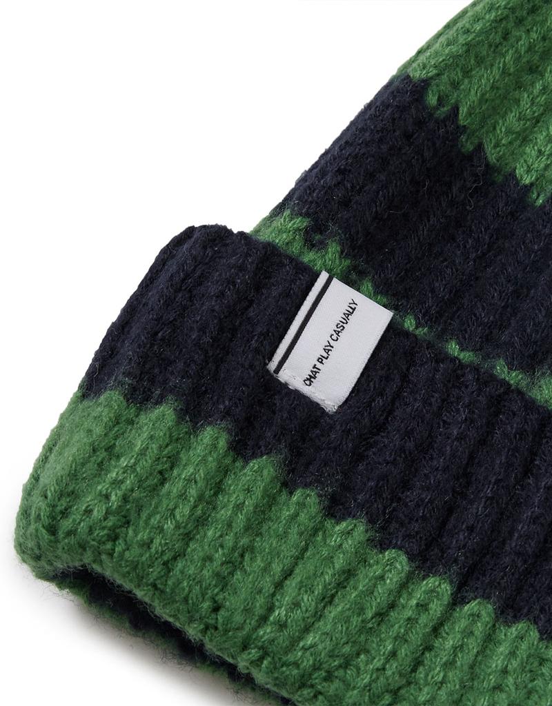MMLG [Mmlg] Mm Stripe Knit Hat (Green)