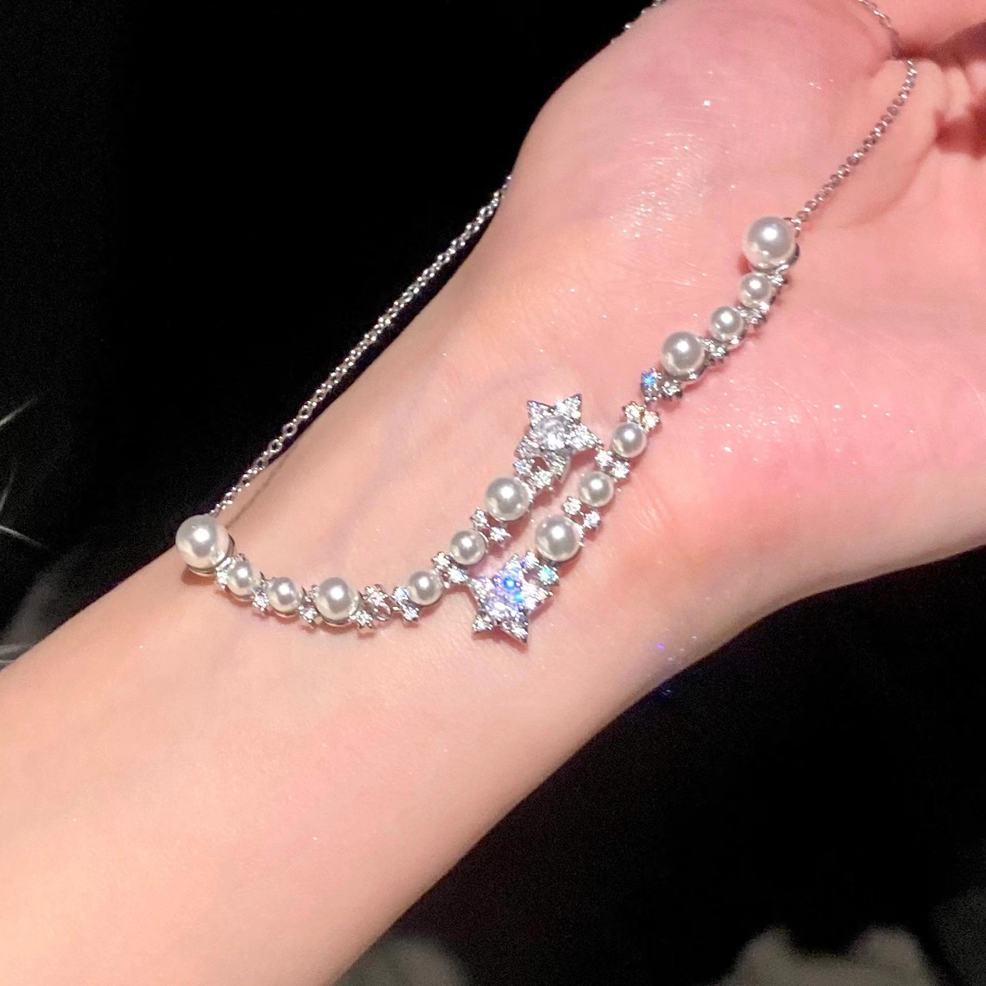 

Элегантное ожерелье со звездой из жемчуга и бриллиантов – легкие роскошные украшения для ключицы, универсальный и стильный дизайн в виде пятиконечной звезды Shining Star Necklace