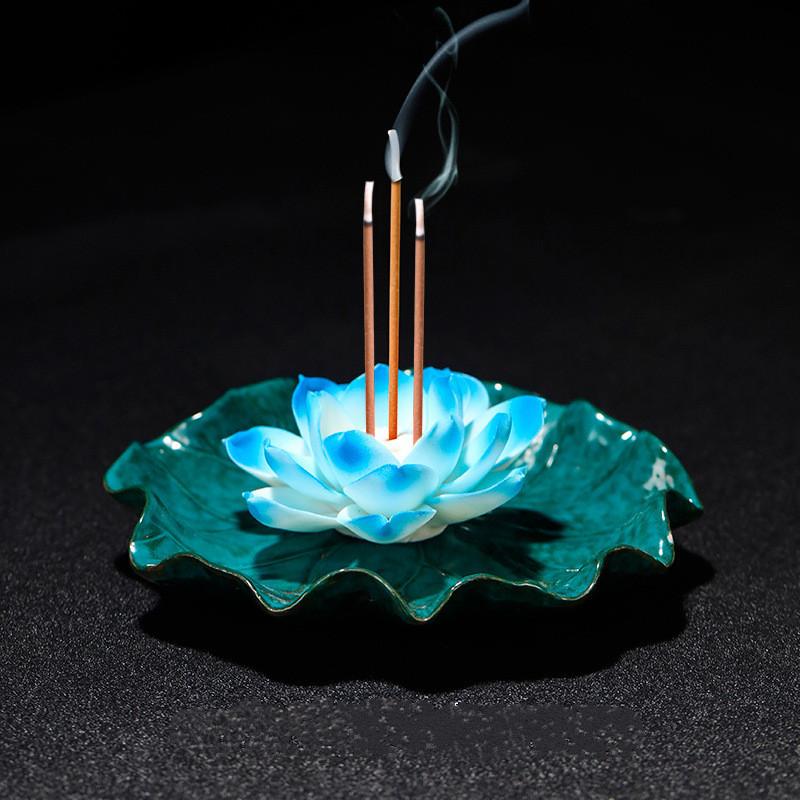 Ceramic Household Antique Lotus Aroma Incense Burner Plate Incense Holder Aromatherapy Furance Buddha Chan