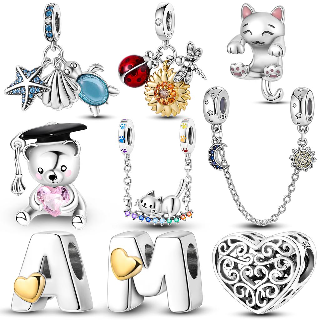Original Copper Charms Bead Inlaid Zirconium Love Heart Pets Pendants Mom'S Gift Fit Bracelet Jewelry Diy Marking