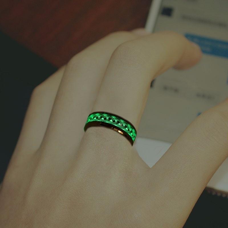 Fashion Stainless Steel Infinity Intertwined Cross Luminous Rings Glowing In Dark Finger Rings For Men Women Wedding Jewelry