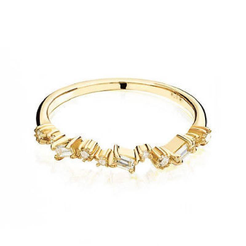 Stylish Copper Ring For Women With 18k Gold Plating And Geometric Zircon Design