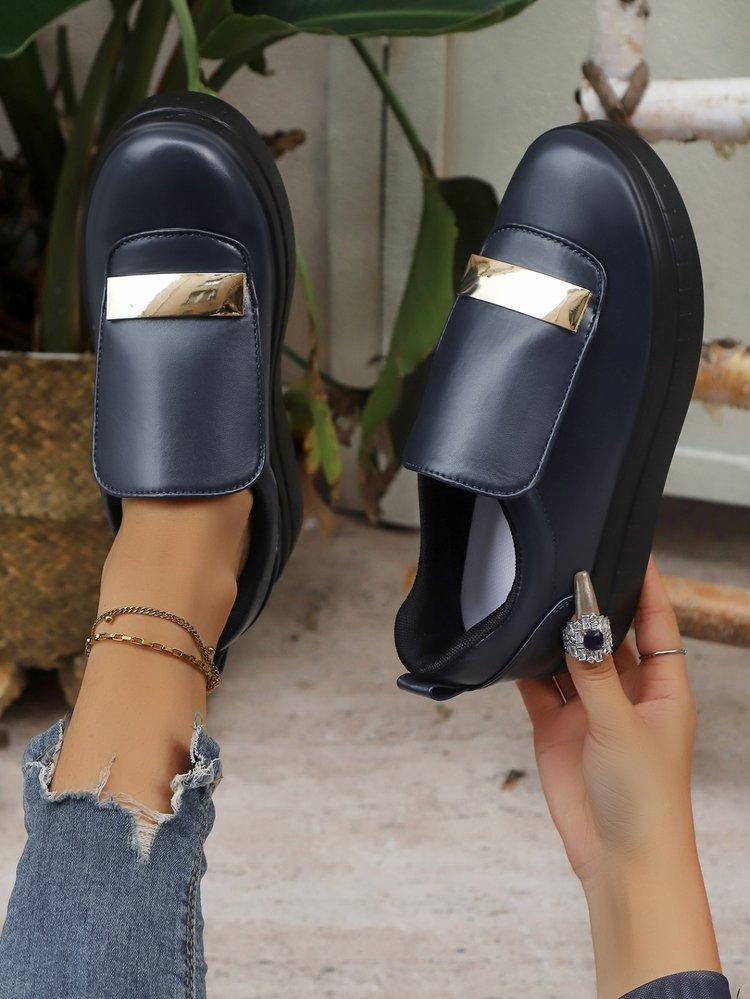 

Large size round head flat bottom lightweight fashion shoes autumn new simple style fashion women s shoes 43 синий
