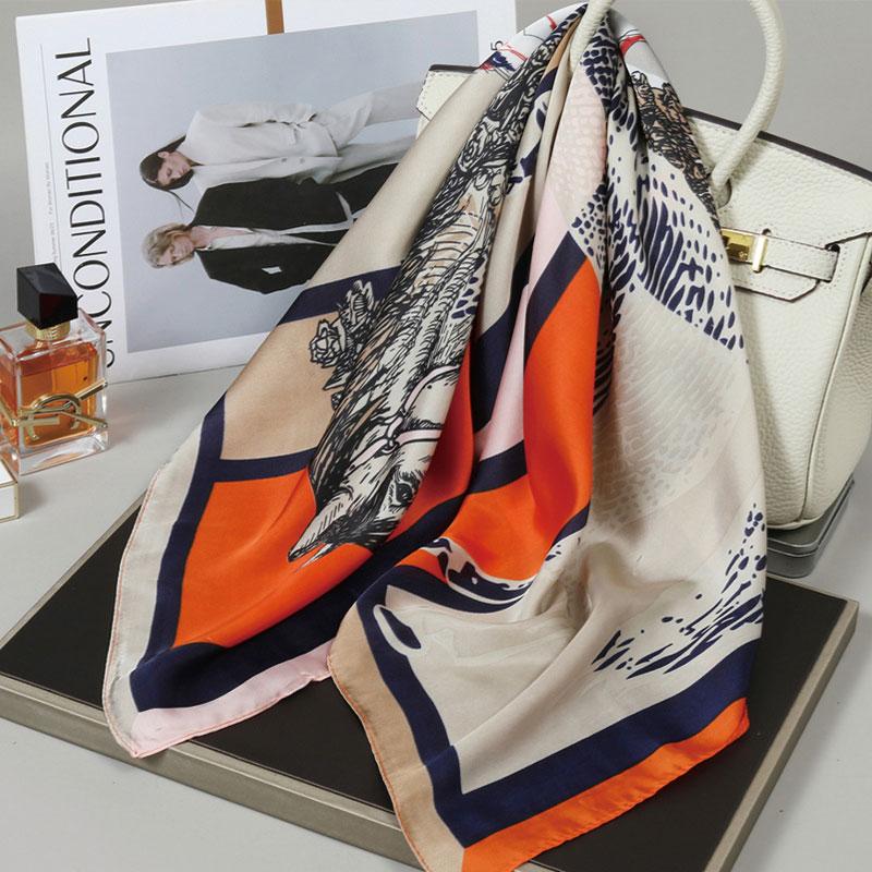 1 Pcs 90x90cm Spring and Autumn Korean Version of Large Square Scarf Imitation Silk Scarf Scarf Bib All Fashion Headband