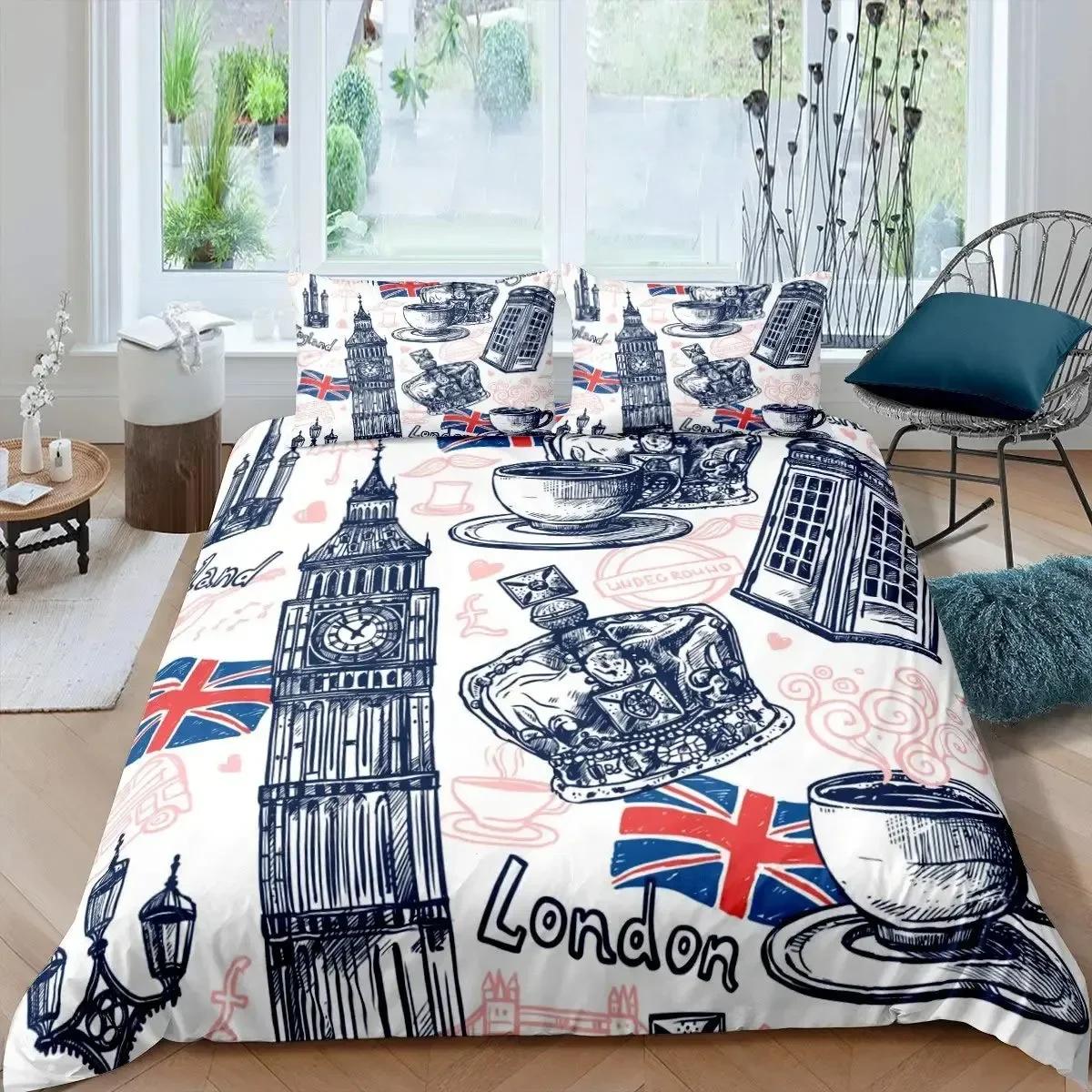 

London Telephone Booth The Big Ben Comfortable Duvet Quilt Cover Pillowcase Bedding Set Children Bedroom Decoration Home Textile 70x133cm