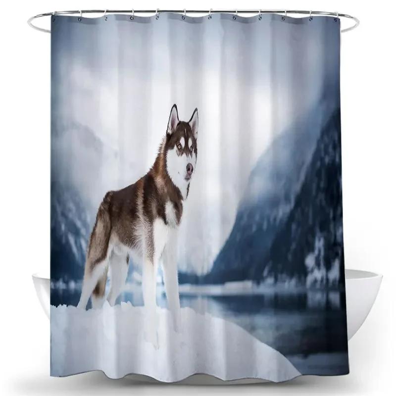 Nordic Wolf Pattern Shower Curtains Animals Tiger Bath Curtain High Quality Waterproof Polyester For Bathroom With 12Pcs Hooks