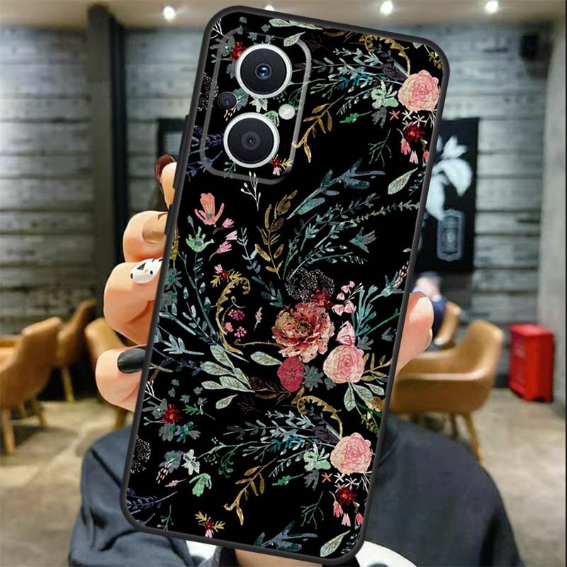 Půlnoční květinový kryt Pro OPPO Reno 13 13F 12 F 11 8T 7 8 10 Pro OPPO Find X8 X6 Pro X3 X5 Lite Kryt Coque