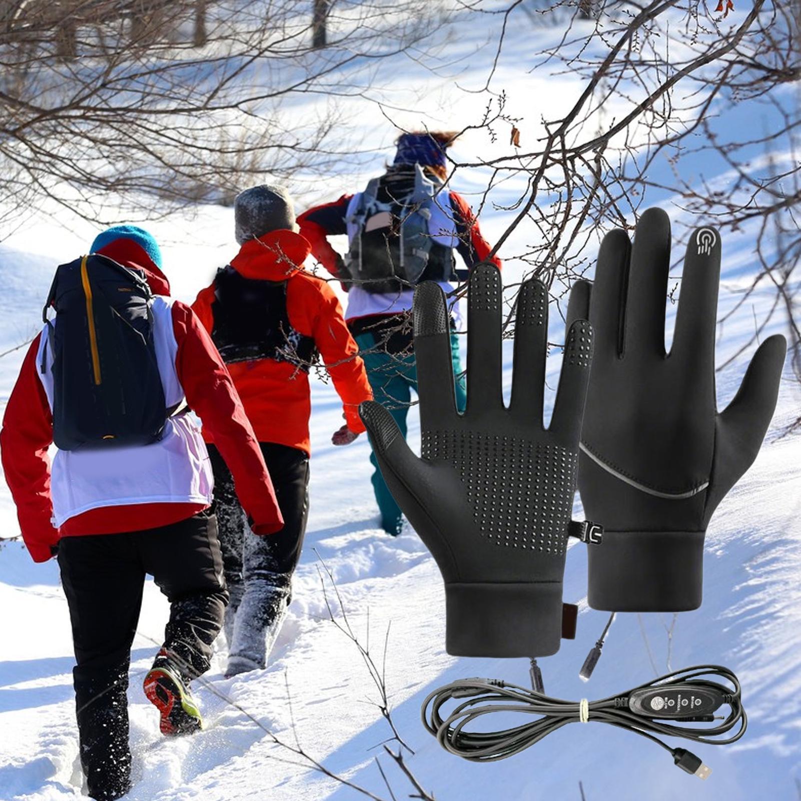 m/l/xl USB Heated Gloves Full Finger Gloves Waterproof Heated Thermal Gloves Mitts 3rd Gear Adjustable Temperature For Men Women M