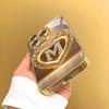 Sparkling Heart Letter M Pattern Metallic Paint Glass Phone Case For iPhone 17 16 15 14 13 12 11 Pro Max Plus 17 Air 16E Cover