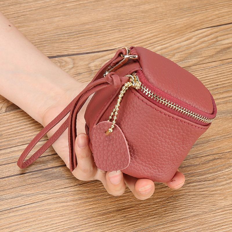 

Lipstick Change, Storage Bag,Portable Travel Storage Bucket,Personality Mini Round Coin Purse 2026 Vintage Leather Cosmetic Bag, червоний