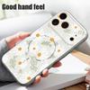 Cartoon Floral Pattern Case For iPhone 17 Pro Max Magnetic For Magsafe Hybrid Slim Matte Cover For iPhone 16 15 14 13 Pro Max Daisies Peach Blossom