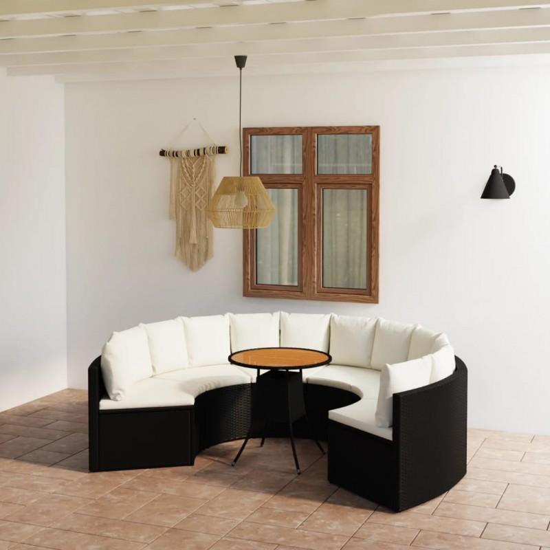 Day and Night - Day and Night 7-piece Garden Sofa Set and Black Synthetic Rattan Cushions