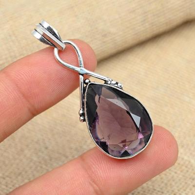 Ametista Gemstone 925 Prata Esterlina Feito à Mão Lindo Pingente Para Mãe