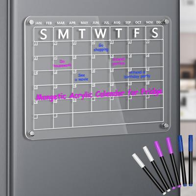 Acrylic Magnetic Dry Erase Board Calendar for Refrigerator, Refrigerator Magnetic Calendar, 40cm X 30cm Transparent Dry Erase Calendar