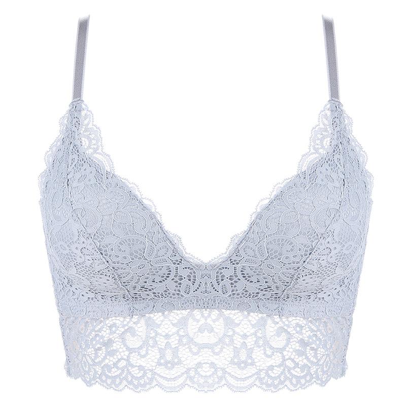 Sexy Lace Casino French Triangle Cup Rimless Thin Bra Gather Bra 32/70 ab through cup серый