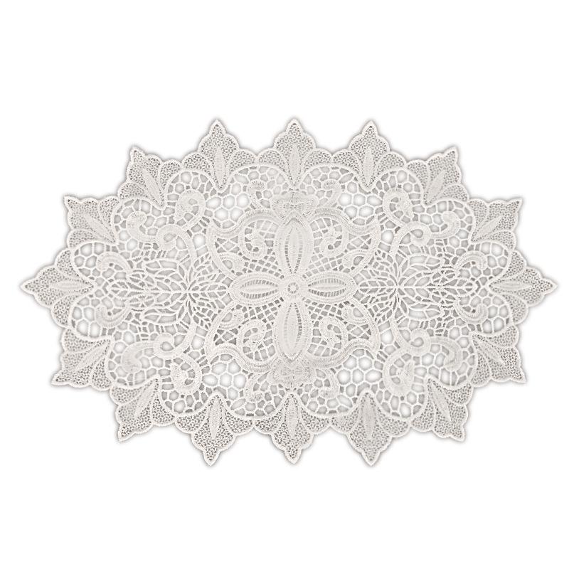 Square Embroidered Lace Tablecloth with Hollow Design, European Style Decoration for Coffee Tables and Vase Settings.