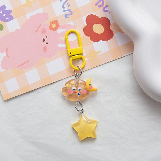 5Pcs Keychain Soft Expression Cloud Glitter Star Charm Key Chain Pendant with Alloy Buckle Schoolbag Decoration