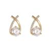 Fashion Cross Stud Earrings For Women Girls Korean Style Elegant Crystal Jewelry Ear Rings Fishtail Lady Earrings Gifts