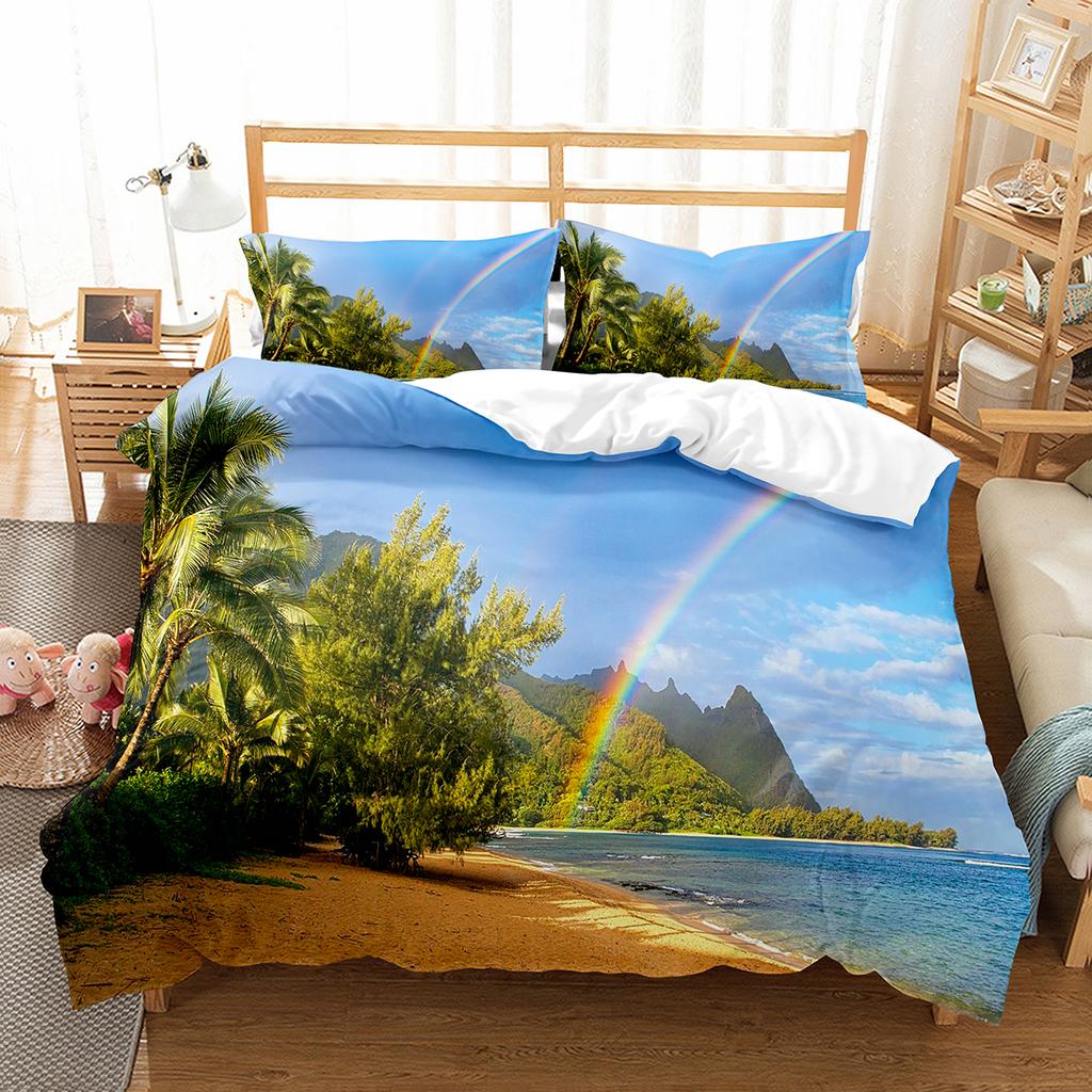 Hawaii Duvet Cover Set Beach Sea Quilt Cover For Kids Boys Girls Bedding Set Summer Themed Comforter Cover King Queen Full Size