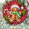 1pc Christmas Gingerbread Man Candy Cane Metal Wall Art, 7.8x7.8 Inch Farmhouse Hanging Decor for Indoor Outdoor Holiday