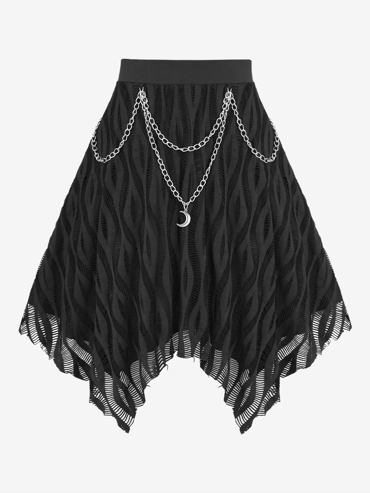 

Rosegal Plus Size Mesh Textured Layered Moon Chain Tassel Asymmetric Юбка L чёрный