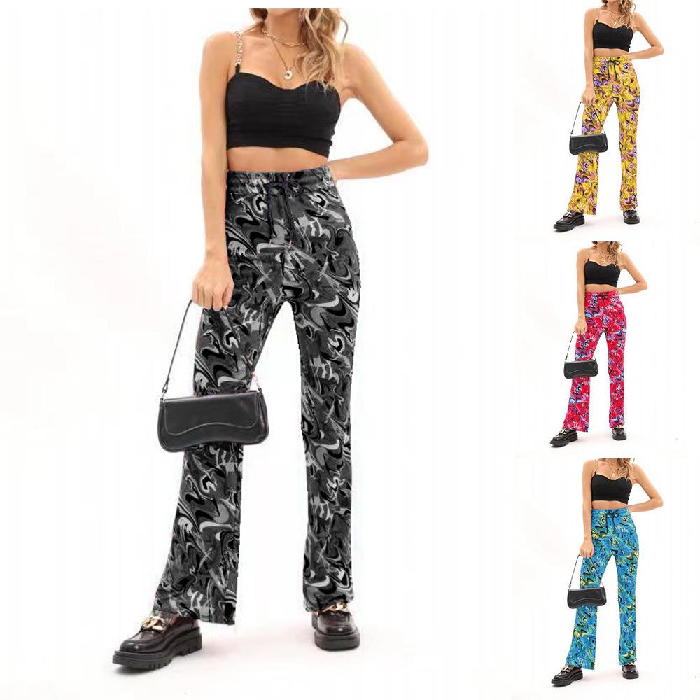 

Women s pants slim high waist lace-up trousers XXL жовтий