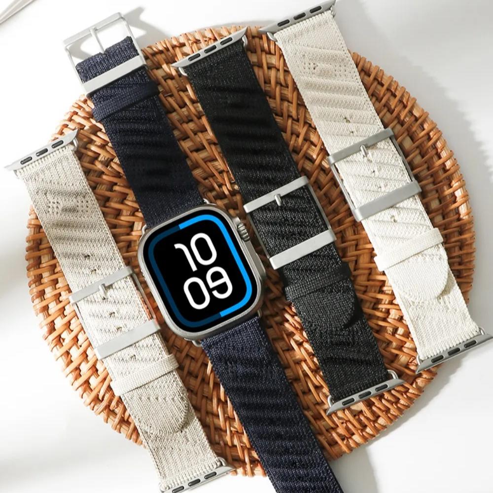 Nylon Sportband voor Apple Watch 45mm 44mm 49mm 46mm 38 40 41 42 mm Voor iwatch Serie 10 9 8 7 6 SE Ultra 2/1 band polsband