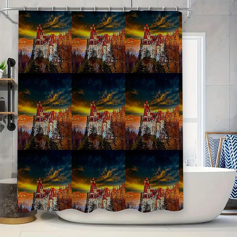 

Vintage Gothic Castle Shower Curtain Dark Fantasy Landscape Tapestry Bathroom Decor Set Modern Home Textile Artistic Wall Hangin 90x180cm
